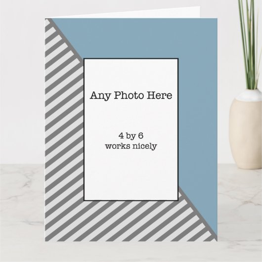 Uw foto in een blauwe en grijze Vaderdag Kaart (Voorkant)
