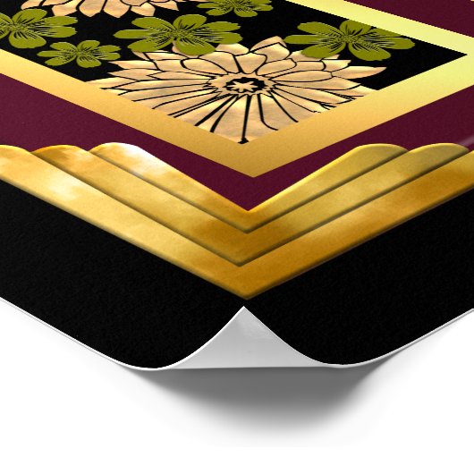 Uw foto in een Bourgondisch Art Deco Faux Lijst Poster (Hoek)