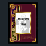 Uw foto in een Bourgondisch Art Deco Faux Lijst Poster<br><div class="desc">Deze 20 "x28" glanzende posters sjabloon bevat Leslie Sigal Javorek’s schilderij van een Art Deco stijl Lijst uit 1930 in een rijke Bourgogne kleur met een bloemenpaneel en gouden accenten die uw geüploade foto en gepersonaliseerde bijschrift bevatten. Wat een cool cadeau voor koppels prom foto, bruiloft, jubileum, of voor uw...</div>