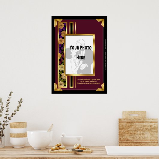 Uw foto in een Bourgondisch Art Deco Faux Lijst Poster (Keuken)