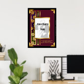 Uw foto in een Bourgondisch Art Deco Faux Lijst Poster (Thuiskantoor)