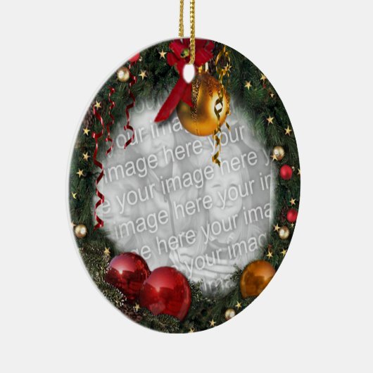 Uw foto in een kerstmis keramisch ornament (Rechts)