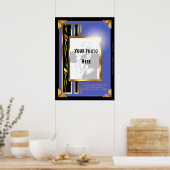 Uw foto in een Lijst met blauw art deco Poster (Keuken)