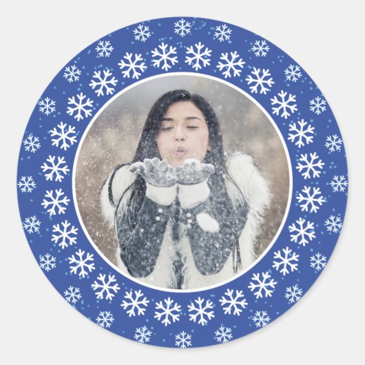 UW FOTO in een Snowflake Lijst sticker (Voorkant)