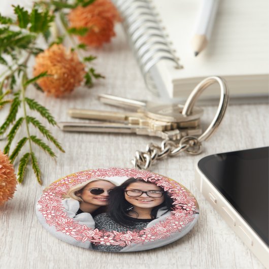 UW FOTO in een Vloeiende Wreater Lijst sleutelkete Sleutelhanger (Zijkant)