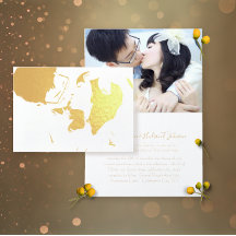 Uw foto in Real Gold Foil Wedding Invitations