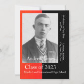 Uw foto in rood en zwart - klasse van 2023 magnetische uitnodiging (Voorkant)