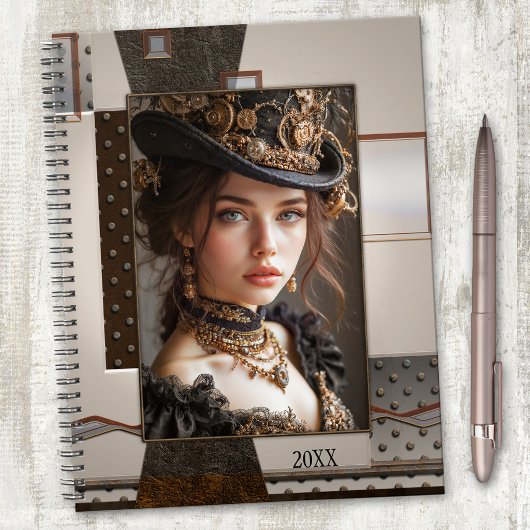 Uw foto Industriële Metallic Steampunk Planner