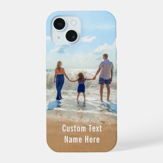 Uw foto iPhone hoesje met aangepaste tekstnaam 15 Case (Achterkant)