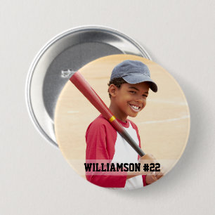 Uw foto is aangepast aan Baseball of uw sport Ronde Button 7,6 Cm