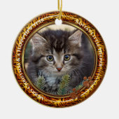 Uw foto Kat kerst Keramisch Ornament (Voorkant)