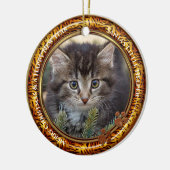 Uw foto Kat kerst Keramisch Ornament (Links)