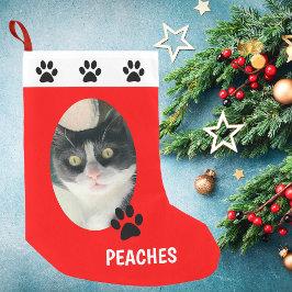 Uw foto Kat Kerst Kous met Pawprints Kleine Kerstsok