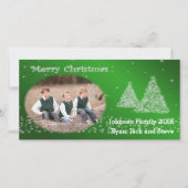 Uw foto-kerstboomgroen feestdagenkaart (Voorkant)