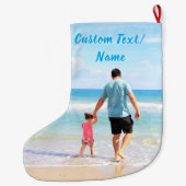 Uw foto Kerstmis kous aangepaste tekstnaam Grote Kerstsok (Achterkant)