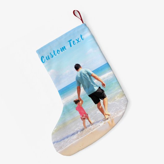 Uw foto Kerstmis kous aangepaste tekstnaam Kleine Kerstsok (Achterkant (Hangend))