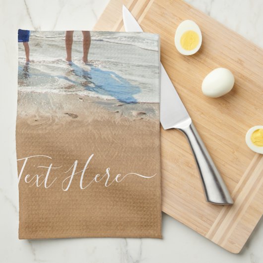 Uw foto keukenhanddoek met aangepaste tekst (Quarter Fold)