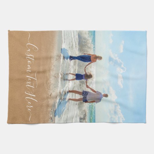 Uw foto keukenhanddoek met aangepaste tekst (Horizontaal)