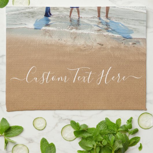 Uw foto keukenhanddoek met aangepaste tekst (Gevouwen)