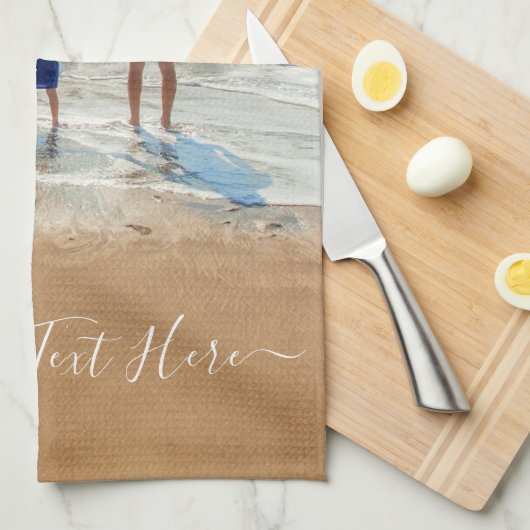 Uw foto keukenhanddoek met aangepaste tekst (Quarter Fold)