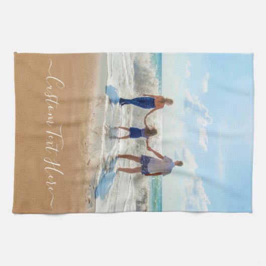 Uw foto keukenhanddoek met aangepaste tekst (Horizontaal)