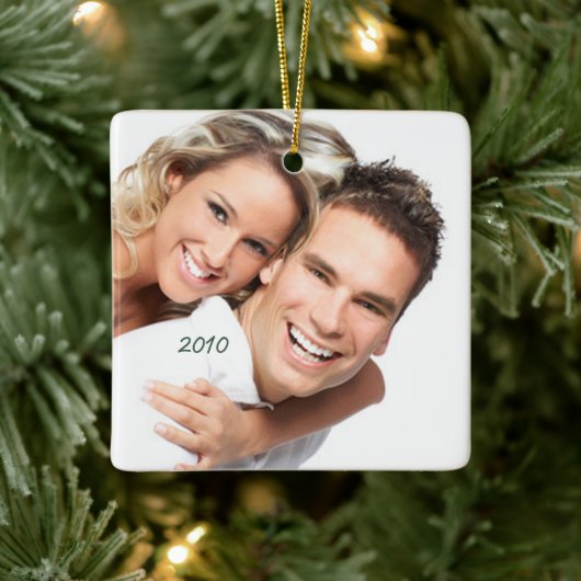 Uw foto Kroonluchter & Vogels op Blooming Branch Keramisch Ornament (Boom)