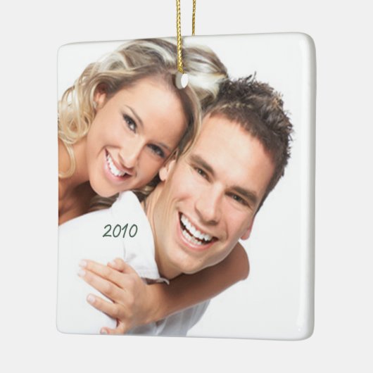 Uw foto Kroonluchter & Vogels op Blooming Branch Keramisch Ornament (Links)