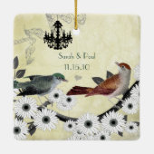 Uw foto Kroonluchter & Vogels op Blooming Branch Keramisch Ornament (Achterkant)