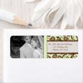 Uw foto  licht Apple Green Brown Damask Etiket (Insitu)