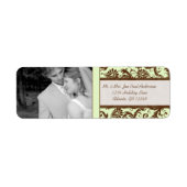 Uw foto  licht Apple Green Brown Damask Etiket (Voorkant)