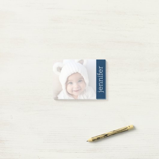 Uw foto licht omhoog - met Navy Blue Post-it® Notes (Op bureau)