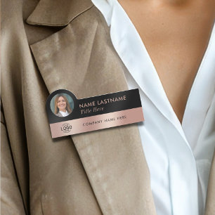 Uw Foto Logo Slanke Faux Roos Gold Black Stijlvol Naamplaatje