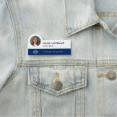 Uw Foto Logo Titel Navy Blauw Wit Stijlvol Naamplaatje (In situ)