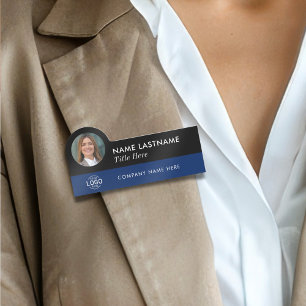 Uw Foto Logo Titel Navy Blauw Zwart Stijlvol Naamplaatje