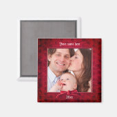 Uw foto | Lux Red Textured Afbeelding Lijst Magneet (Voorkant / Achterkant)