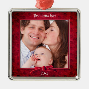 Uw foto   Lux Red Textured Afbeelding Lijst Metalen Ornament