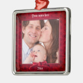 Uw foto | Lux Red Textured Afbeelding Lijst Metalen Ornament (Links)