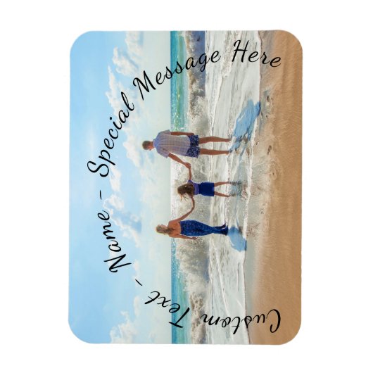 Uw foto magneet cadeau met aangepaste tekst (Verticaal)