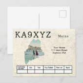 Uw foto Maine Shaped Cutout Custom QSL-Briefkaart Briefkaart (Voorkant / Achterkant)