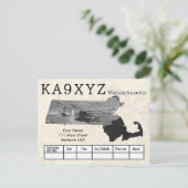 Uw foto Massachusetts Shaped Cutout Custom QSL Briefkaart (Staand voorkant)