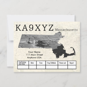 Uw foto Massachusetts Shaped Cutout Custom QSL Briefkaart