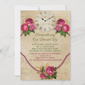 Uw foto-Memorial Service Rozen Pearls Clock Kaart (Achterkant)