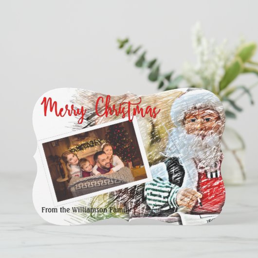 Uw foto met de Kerstman en de Fancy Lijst van Nice Feestdagenkaart (Staand voorkant)
