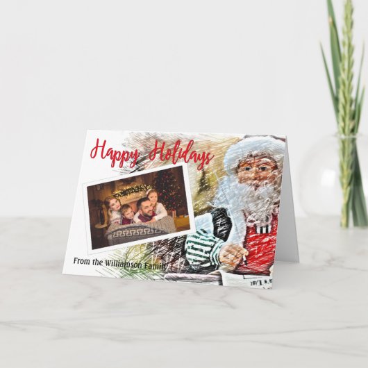 Uw foto met de kerstman- en Nice-lijst Feestdagen Kaart (Voorkant)