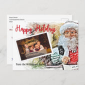 Uw foto met de kerstman- en Prettige feestdagen Briefkaart (Voorkant / Achterkant)