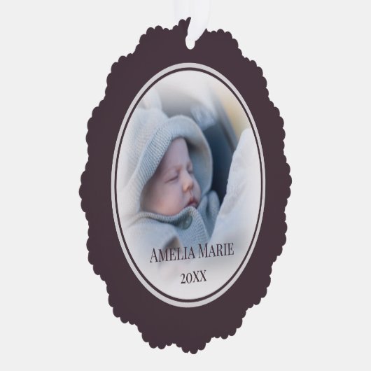 Uw foto met Dusty Plum Accent Kerstmis Ornament Kaart (Rechts)