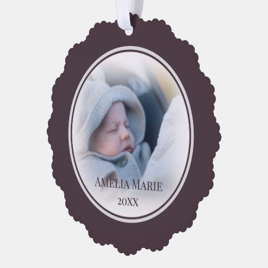 Uw foto met Dusty Plum Accent Kerstmis Ornament Kaart (Links)