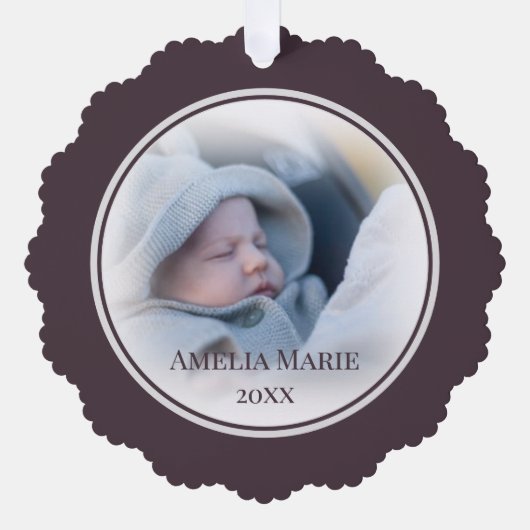 Uw foto met Dusty Plum Accent Kerstmis Ornament Kaart (Voorkant)
