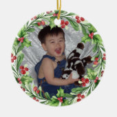 Uw foto met Holly en Red Berries Keramisch Ornament (Voorkant)