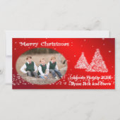 Uw foto met kerstbomen rood feestdagenkaart (Voorkant)